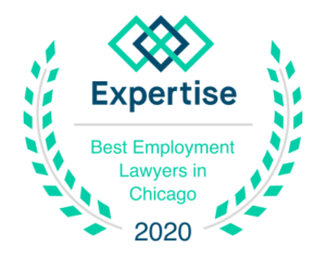 A transparent badge from the website Expertise that reads: "Best Employment Lawyers in Chicago 2020."