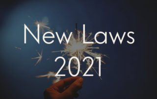 A picture of a hand holding a lit sparkler against a blue sky, overlaid with the title of the blog post: "New Laws 2021"